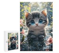 Puzzles pour Adolescentes 1000 PCS Adorable Kitten in Garden Pond Puzzles pour Adolescentes : Améliorez Votre Mémoire pour Un Anniversaire Ou Noël. Jeu Au Design Magnifique. 1000 PCS