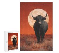 Puzzles pour Adolescentes 1000 PCS Black Bull Under Full Moon Puzzles pour Adolescentes : Améliorez Votre Mémoire pour Un Anniversaire Ou Noël. Jeu Au Design Magnifique. 1000 PCS
