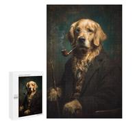 Puzzles pour Adolescentes 1000 PCS Golden Retriever Gentleman Pipe Smoking Puzzles pour Adolescentes : Améliorez Votre Mémoire pour Un Anniversaire Ou Noël. Jeu Au Design Magnifique. 1000 PCS