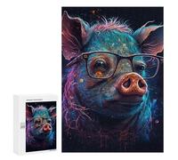 Puzzles pour Adolescentes 300 PCS Colorful Pig with Glasses Art Print -2 Puzzles pour Adolescentes : Améliorez Votre Mémoire pour Un Anniversaire Ou Noël. Jeu Au Design Magnifique. 300 PCS