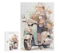 Puzzles pour Adolescentes 300 PCS Floral Delivery Bear Scooter Ride Puzzles pour Adolescentes : Améliorez Votre Mémoire pour Un Anniversaire Ou Noël. Jeu Au Design Magnifique. 300 PCS