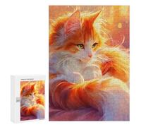 Puzzles pour Adolescentes 300 PCS Fluffy Orange Cat Art Puzzles pour Adolescentes : Améliorez Votre Mémoire pour Un Anniversaire Ou Noël. Jeu Au Design Magnifique. 300 PCS