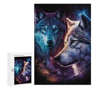 Puzzles pour Adolescentes 300 PCS Galactic Wolf Duo Art Print Puzzles pour Adolescentes : Améliorez Votre Mémoire pour Un Anniversaire Ou Noël. Jeu Au Design Magnifique. 300 PCS