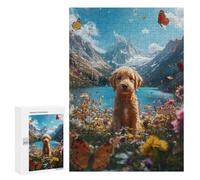 Puzzles pour Adolescentes 300 PCS Mountain Lake Flowers Butterflies Dog Puzzles pour Adolescentes : Améliorez Votre Mémoire pour Un Anniversaire Ou Noël. Jeu Au Design Magnifique. 300 PCS