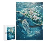 Puzzles pour Adolescentes 300 PCS Oceanic Serenity Turtle with Flowers Puzzles pour Adolescentes : Améliorez Votre Mémoire pour Un Anniversaire Ou Noël. Jeu Au Design Magnifique. 300 PCS