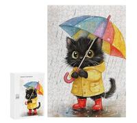 Puzzles pour Adolescentes 300 PCS Rainy Day Kitten with Umbrella-2 Puzzles pour Adolescentes : Améliorez Votre Mémoire pour Un Anniversaire Ou Noël. Jeu Au Design Magnifique. 300 PCS