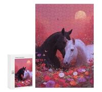 Puzzles pour Adolescentes 300 PCS Romantic Horse Meadow Sunset Puzzles pour Adolescentes : Améliorez Votre Mémoire pour Un Anniversaire Ou Noël. Jeu Au Design Magnifique. 300 PCS