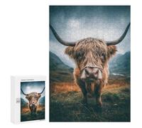 Puzzles pour Adolescentes 300 PCS Scottish Highland Cow Portrait Puzzles pour Adolescentes : Améliorez Votre Mémoire pour Un Anniversaire Ou Noël. Jeu Au Design Magnifique. 300 PCS