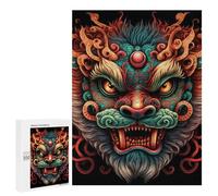 Puzzles pour Adolescentes 500 PCS Chinese Dragon Mask Art Print Puzzles pour Adolescentes : Améliorez Votre Mémoire pour Un Anniversaire Ou Noël. Jeu Au Design Magnifique. 500 PCS