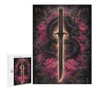 Puzzles pour Adolescentes 500 PCS Dragon Sword with Peonies Art Print Puzzles pour Adolescentes : Améliorez Votre Mémoire pour Un Anniversaire Ou Noël. Jeu Au Design Magnifique. 500 PCS