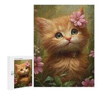 Puzzles pour Adolescentes 500 PCS Fluffy Kitten with Pink Flower Puzzles pour Adolescentes : Améliorez Votre Mémoire pour Un Anniversaire Ou Noël. Jeu Au Design Magnifique. 500 PCS