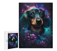 Puzzles pour Adolescentes 500 PCS Galactic Dachshund with Flowers -1 Puzzles pour Adolescentes : Améliorez Votre Mémoire pour Un Anniversaire Ou Noël. Jeu Au Design Magnifique. 500 PCS