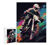 Puzzles pour Adolescentes 500 PCS Motocross Rider Action Art Puzzles pour Adolescentes : Améliorez Votre Mémoire pour Un Anniversaire Ou Noël. Jeu Au Design Magnifique. 500 PCS