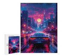Puzzles pour Adolescentes 500 PCS Neon Cityscape with Sports Car Puzzles pour Adolescentes : Améliorez Votre Mémoire pour Un Anniversaire Ou Noël. Jeu Au Design Magnifique. 500 PCS