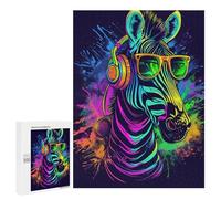 Puzzles pour Adolescentes 500 PCS Neon Zebra Headphones Sunglasses Art Print Puzzles pour Adolescentes : Améliorez Votre Mémoire pour Un Anniversaire Ou Noël. Jeu Au Design Magnifique. 500 PCS