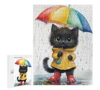 Puzzles pour Adolescentes 500 PCS Rainy Day Kitten with Umbrella-1 Puzzles pour Adolescentes : Améliorez Votre Mémoire pour Un Anniversaire Ou Noël. Jeu Au Design Magnifique. 500 PCS