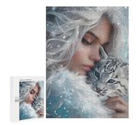 Puzzles pour Adolescentes 500 PCS Snowflake Serenity White Tiger Cub Puzzles pour Adolescentes : Améliorez Votre Mémoire pour Un Anniversaire Ou Noël. Jeu Au Design Magnifique. 500 PCS