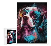 Puzzles pour Adolescentes 500 PCS Stylish Dog Sunglasses Art Print Puzzles pour Adolescentes : Améliorez Votre Mémoire pour Un Anniversaire Ou Noël. Jeu Au Design Magnifique. 500 PCS
