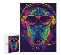 Puzzles pour Adolescentes 500 PCS Vibrant Crocodile Headphones Artwork Puzzles pour Adolescentes : Améliorez Votre Mémoire pour Un Anniversaire Ou Noël. Jeu Au Design Magnifique. 500 PCS