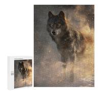 Puzzles pour Adolescentes 500 PCS Wolf in Snow with Fire Effect Puzzles pour Adolescentes : Améliorez Votre Mémoire pour Un Anniversaire Ou Noël. Jeu Au Design Magnifique. 500 PCS