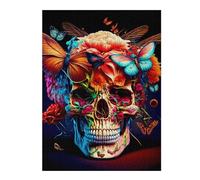 Puzzles pour Adolescentes Colorful Skull with Flowers and Butterflies -1 Puzzles pour Adultes, Jouets À Faire Soi-même, Cadeaux pour Femmes, Idéal comme Cadeau 52x38cm/1000pcs