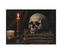 Puzzles pour Adolescentes Dark Gothic Still Life with Skull and Candle Puzzles pour Adolescentes - Jeux Relaxants - Décoration Parfaite - Cadeaux Anti-Stress 38x26cm/1000pcs