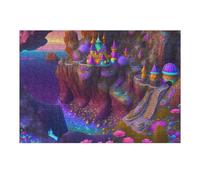 Puzzles pour Adolescentes Fantasy Castle on A Rainbow Cliff Puzzles pour Adolescentes - Jeux Relaxants - Décoration Parfaite - Cadeaux Anti-Stress 38x26cm/1000pcs