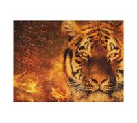 Puzzles pour Adolescentes Golden Tiger Amidst Flames Puzzles pour Adolescentes - Jeux Relaxants - Décoration Parfaite - Cadeaux Anti-Stress 52x38cm/1000pcs