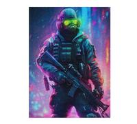 Puzzles pour Adolescentes Neon Army Soldier Puzzles pour Adultes, Jouets À Faire Soi-même, Cadeaux pour Femmes, Idéal comme Cadeau 52x38cm/1000pcs