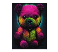 Puzzles pour Adolescentes Neon Rainbow Teddy Bear Puzzles pour Adultes, Jouets À Faire Soi-même, Cadeaux pour Femmes, Idéal comme Cadeau 52x38cm/1000pcs