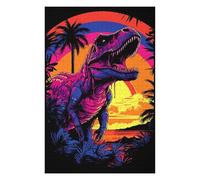 Puzzles pour Adolescentes Vibrant Dinosaur Sunset Art Print Puzzles pour Adultes, Jouets À Faire Soi-même, Cadeaux pour Femmes, Idéal comme Cadeau 75x50cm/1000pcs