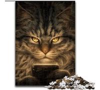 Puzzles pour Adolescents : 1 000 Chats Jouant avec Leur téléphone Portable, Jouet éducatif et décompressant, Cadeau d'anniversaire, 26 x 38 cm