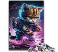 Puzzles pour Adolescents 1 000 Chats Techno, Jeux d'activités familiales stimulants, Jouets à Faire soi-même pour décoration Murale (75x50cm)