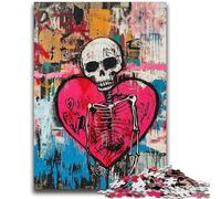 Puzzles pour Adolescents 1 000 Jeux de Divertissement Familial inspirés du cœur de Basquiat, avec Affiche et fiche de Questions-réponses Assorties 50x75cm