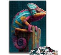 Puzzles pour Adolescents, 1 000 Jeux de Divertissement familiaux caméléons colorés avec Affiche et fiche de Questions-réponses Assorties 26x38cm