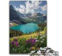 Puzzles pour Adolescents 1 000 Magnifiques Montagnes et Lacs, Jouets de Divertissement Familial avec Affiche et fiche de Questions-réponses Assorties 26x38cm
