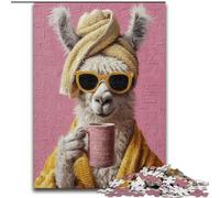 Puzzles pour Adolescents, 1 000 pièces, Alpaga Buvant du café, Chaque pièce est Unique - Jeu Familial Stimulant pour Les 14 Ans (Taille 26x38cm)