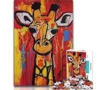 Puzzles pour Adolescents, 1 000 pièces, Basquiat Girafe, Jouets à Faire soi-même, avec Affiche et fiche de Questions-réponses Assorties, pour Les Enfants de 14 Ans et Plus, 38x26cm