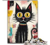 Puzzles pour Adolescents, 1 000 pièces, Motif Chat Noir Abstrait, Anti-Stress, avec pièces entièrement emboîtables de Formes aléatoires, pour Les Enfants de 14 Ans et Plus (Taille 50x75cm)