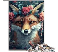 Puzzles pour Adolescents, 1 000 pièces, Motif Renard et Fleurs, pour entraîner Votre Cerveau et Vos Mains Cadeau d'anniversaire Unique pour Les 14 Ans et Plus, 50x75cm