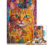 Puzzles pour Adolescents, 1 000 pièces, Peinture à l'huile Artistique, Chat, Analyse et logique, avec pièces entièrement emboîtables de Formes aléatoires, pour Les Enfants de 14 Ans et Plus, 38x26cm