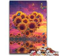 Puzzles pour Adolescents, 1 000 pièces, Tournesol en Forme de cœur, Jouet éducatif Anti-Stress, Interaction Parent-Enfant, pour Adolescents de 14 Ans et Plus, 50x75cm
