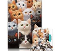 Puzzles pour Adolescents 1 000 Puzzles artistiques de Chats Jeux d'activités familiales stimulants Jouets à Faire soi-même pour décoration Murale de la Maison Cadeaux 26x38cm
