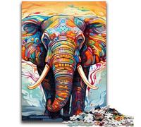 Puzzles pour Adolescents, 1 000 Puzzles colorés représentant des éléphants, pour Adultes, Anti-Stress, pour Passer Le Temps à la Maison, Interaction Parent-Enfant (50x75cm)