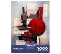 Puzzles pour Adolescents 1000 Abstract Red Sphere - Black, White & Crimson Geometry Puzzles pour Adultes Jeu Manuel D'assemblage De Motifs Offre Spéciale pour Toute La Famille 38x26cm/1000pcs