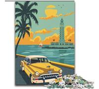 Puzzles pour Adolescents 1000 Affiches de Voyage à Cuba Jeu Familial Anti-Stress Défi Difficile Cadeaux du Père Noël Secret (50x75cm) 1000 pièces