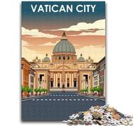 Puzzles pour Adolescents 1000 Affiches de Voyage du Vatican Jeu Stimulant et Jeu Familial Décoration Murale Cadeaux d'anniversaire et de Noël Uniques (Taille 38x26cm)
