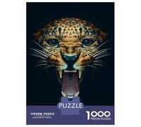 Puzzles pour Adolescents 1000 Angry Leopard Face Poster Puzzles pour Adultes Jeux De Construction Analyse Et Logique Stimule Le Cerveau 70x50cm/1000pcs
