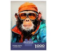 Puzzles pour Adolescents 1000 Animal Monkey Puzzle Adulte Casse-tête Jeu De Vitesse Manuelle pour Anniversaire, Noël 38x26cm/1000pcs