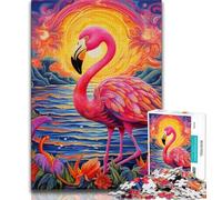 Puzzles pour Adolescents 1000 Art Flamant psychédélique 1000 pièces pour Adultes Design Vibrant et Unique Expérience de Puzzle relaxante et stimulante 26x38cm